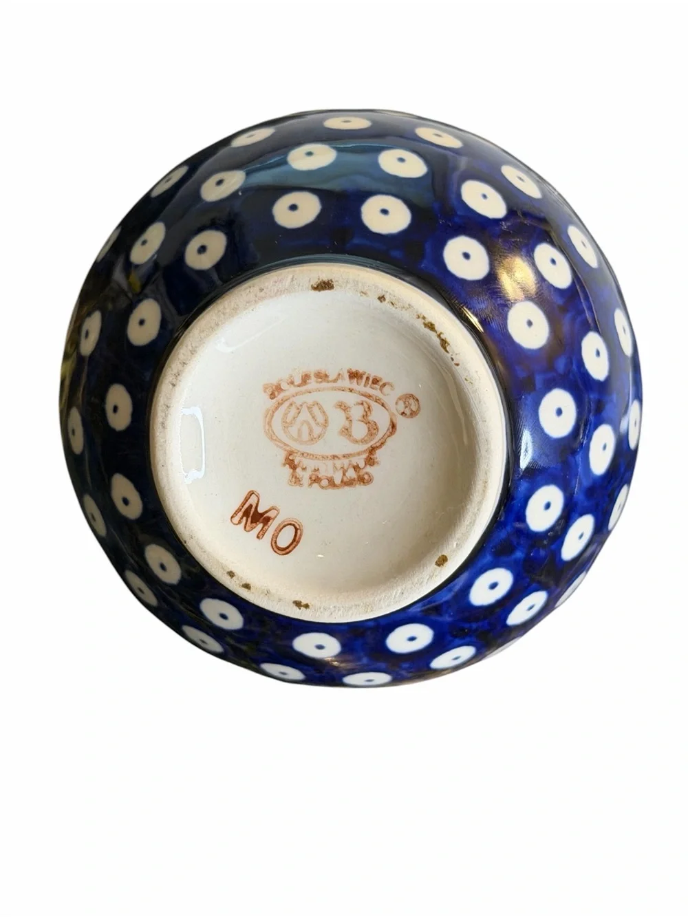 Bolesławiec Polish Pottery Bud Vase Blue White Peacock Eye Handmade 4.5”